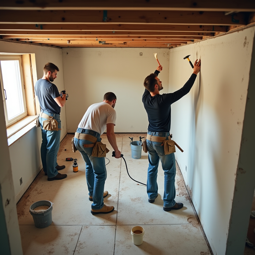 Concepts Construction crew at work on a building project