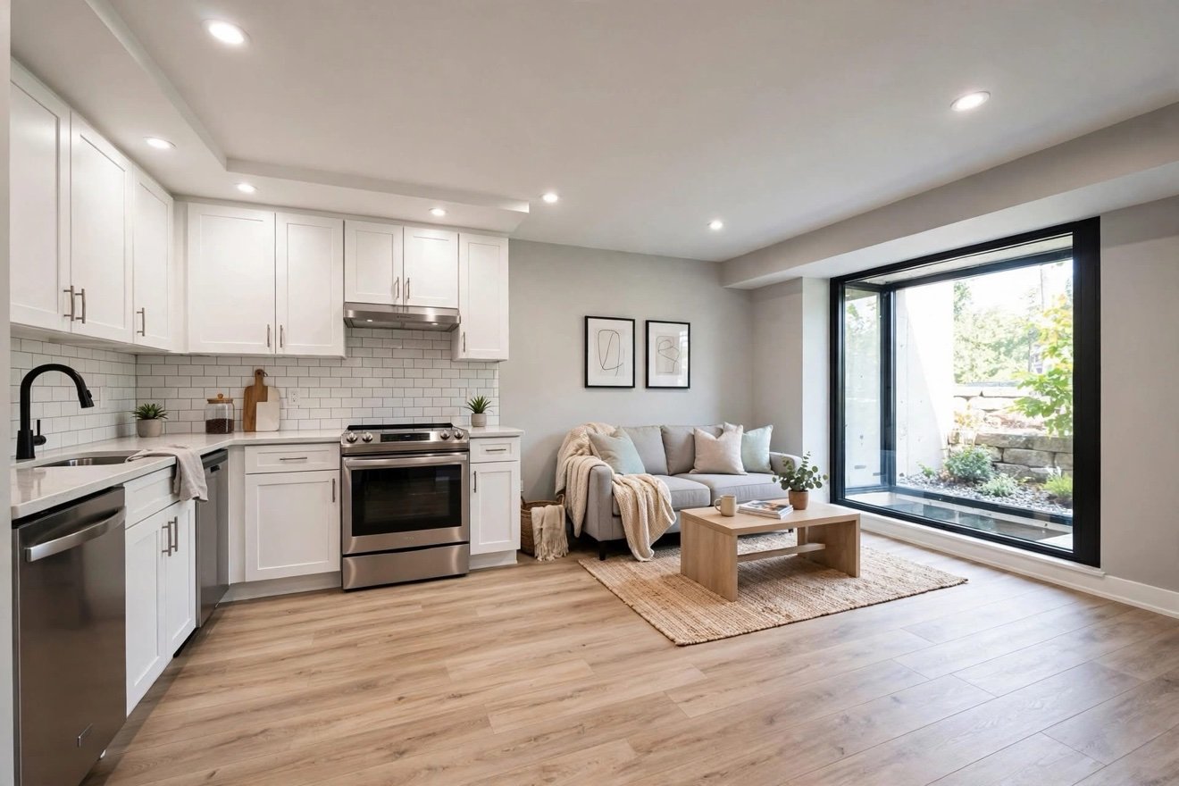 Finished basement suite with kitchenette